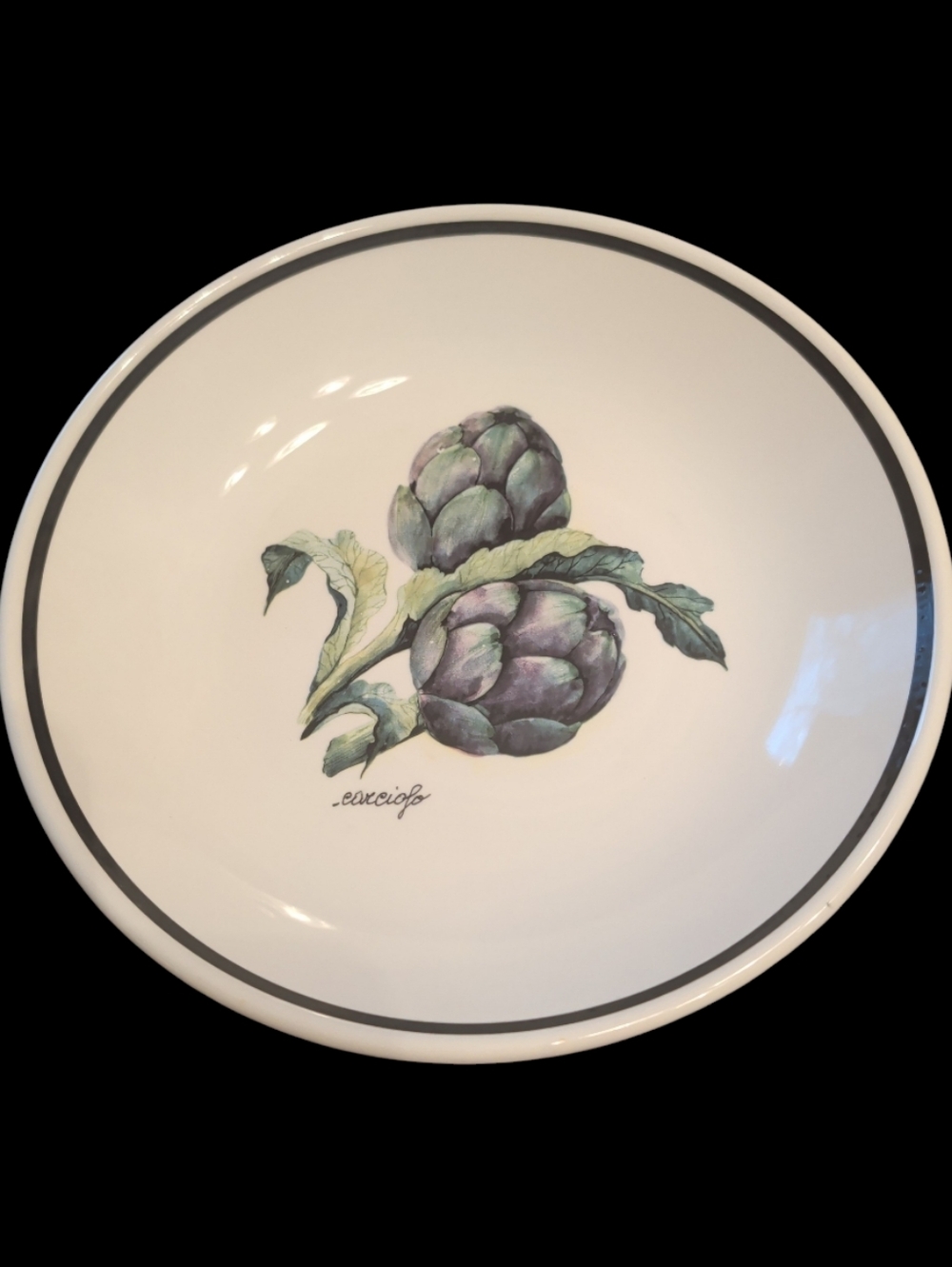 Over And Back Artichoke Design 9.5 Inch Large Pasta Bowl Made In Italy